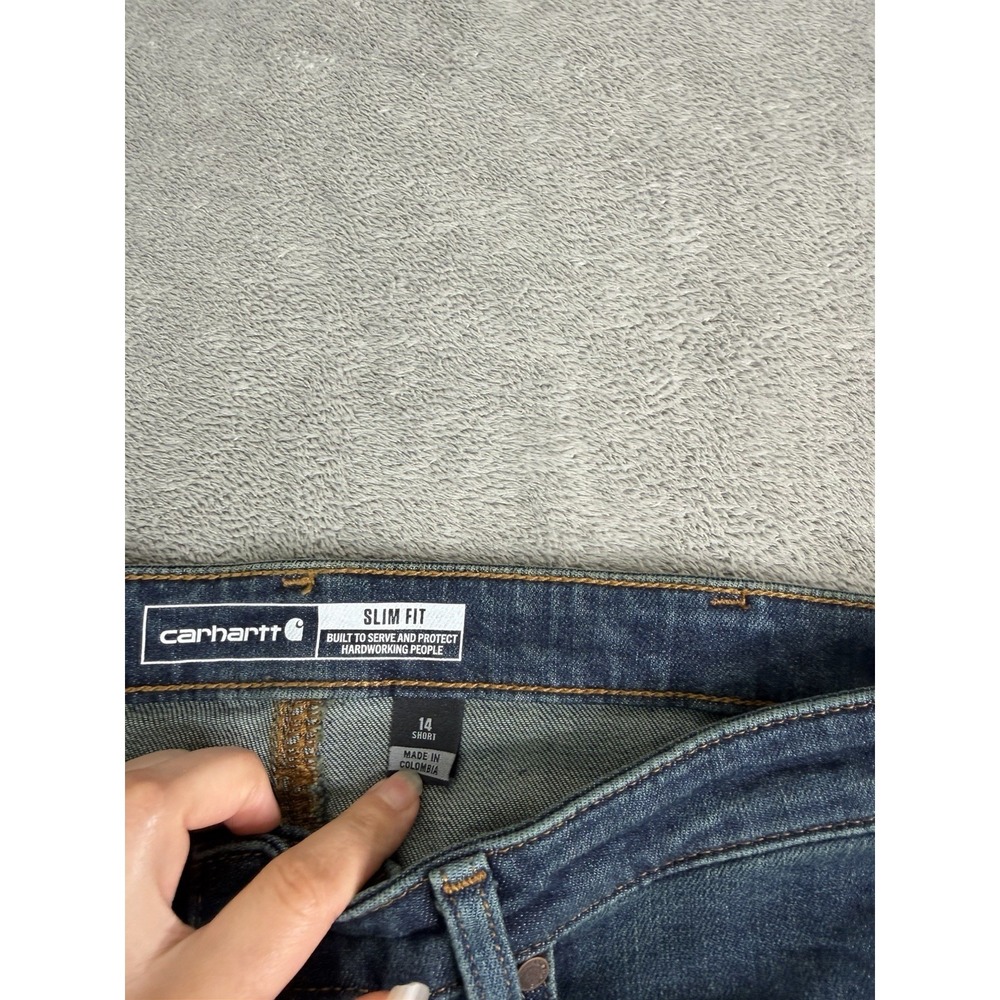 Carhartt Rugged Flex Slim Fit Tapered Jeans Women's Size 14 Blue Workwear - Picture 4 of 11
